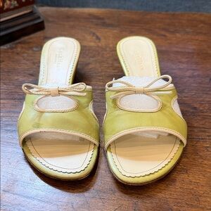 Cole Haan Women's Lime Green and Cream Mules